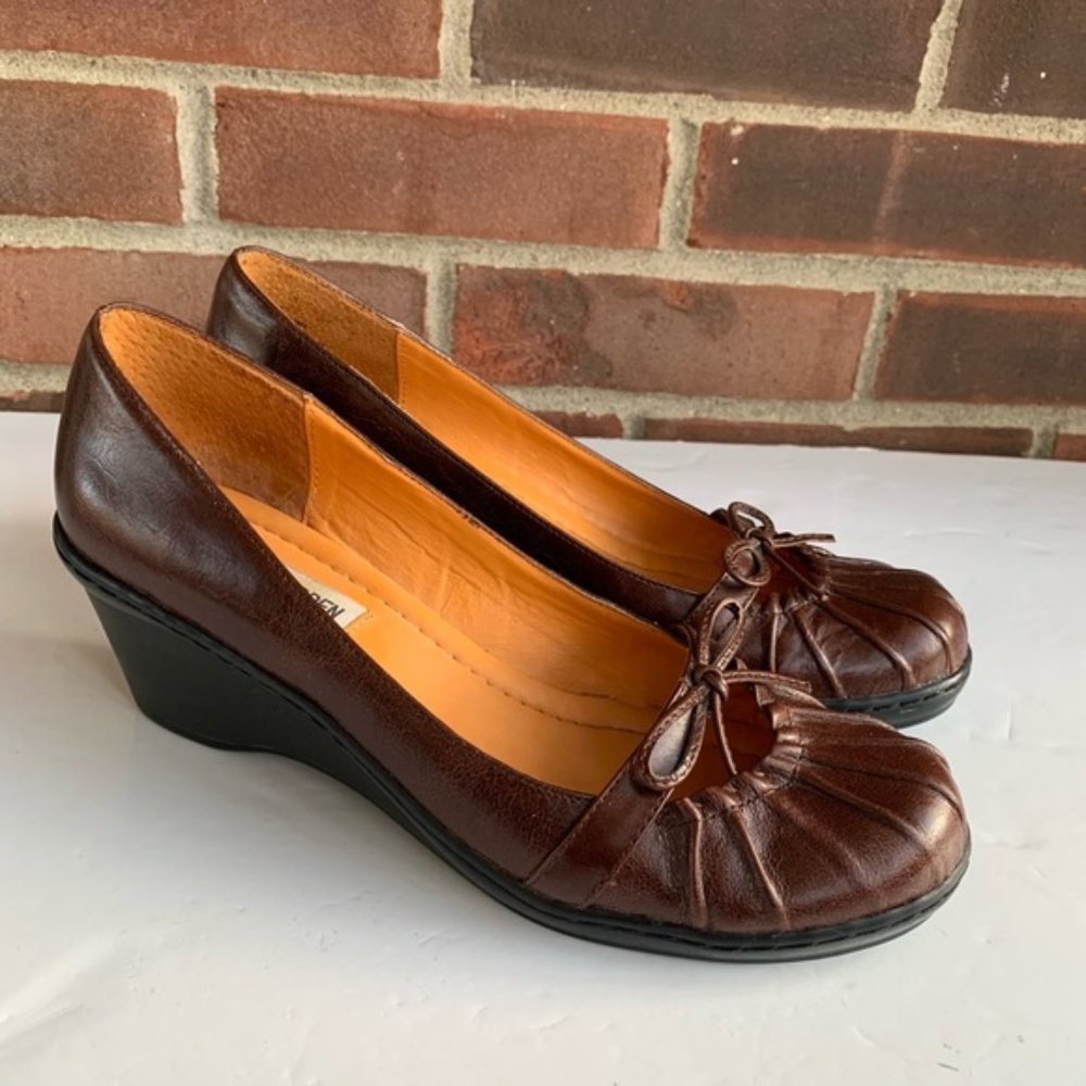 Steve Madden Robbee brown leather wedge shoes
